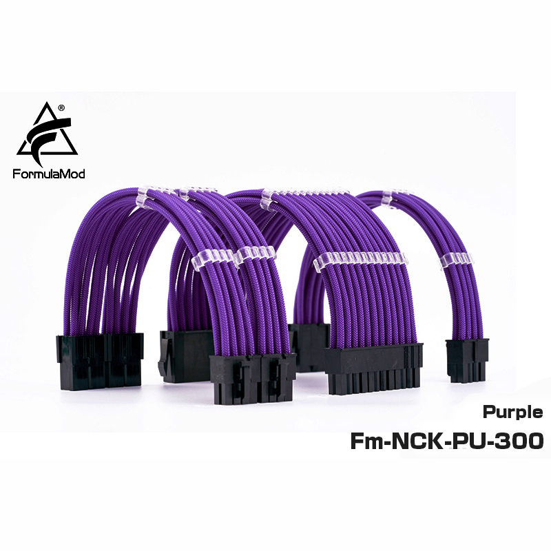 Logo FormulaMod Fm-N24P ATX 24Pin Cable Length : 900 mm, Color : Black Pink Power Extension Cable for Motherboard 24 Pin 18AWG Combination Color Cables with Cable Comb 20+4
