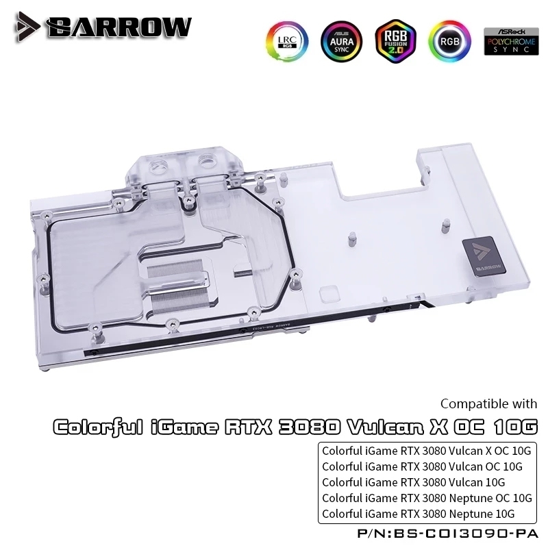 Barrow 3080 3090 GPU Water Block For Colorful iGame RTX 3080 3090 - Main Image