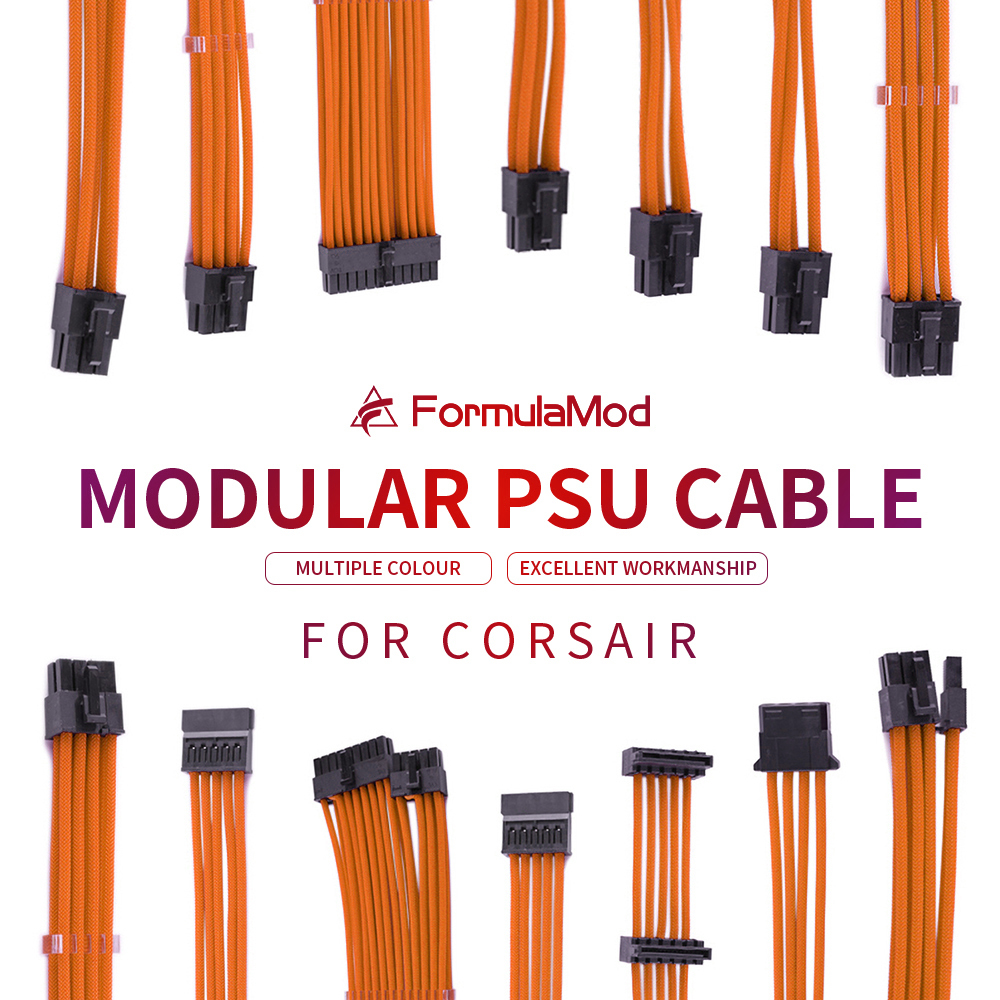 FormulaMod CORSAIR Modular PSU Cable Kit, 18AWG Sleeved, Kit For Corsair Modular PSU, [Please check compatibility] at formulamod sale