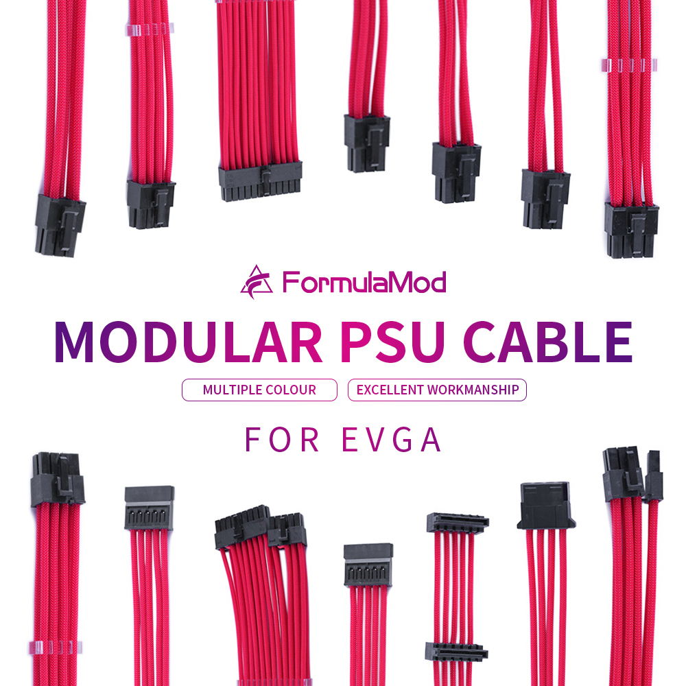 FormulaMod EVGA Fully Modular PSU Cable Kit 18AWG Sleeved Kit For 