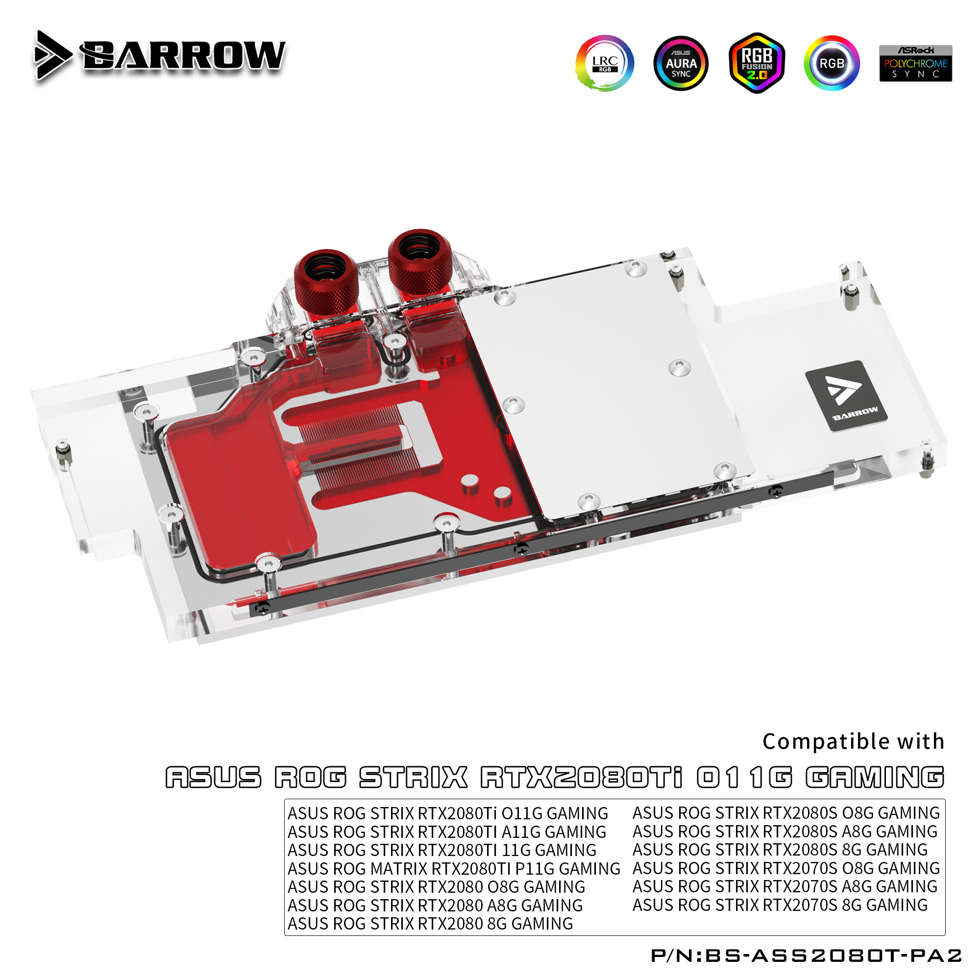 Barrow Full Coverage Graphics Card Water Cooling Block, For ASUS 