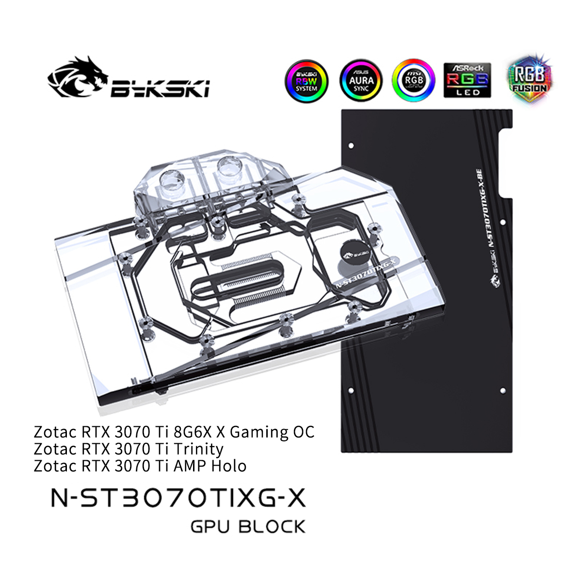 Bykski GPU Block For Zotac RTX 3070 Ti 8G6X X-Gaming/Trinity/AMP