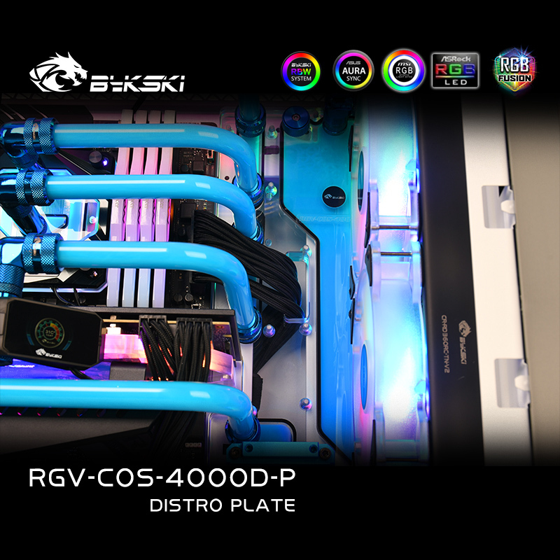 Bykski Distro Plate Kit For Corsair 4000D Case, 5V A-RGB Complete 