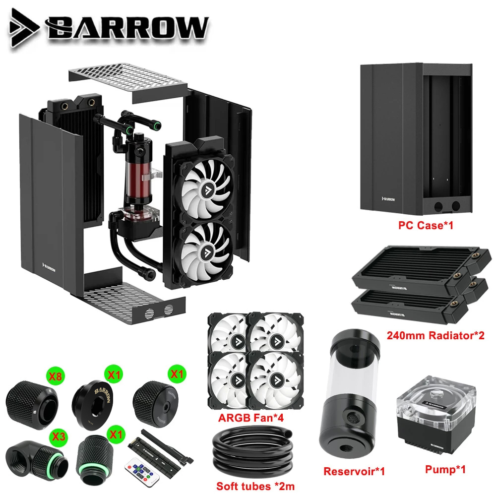 Barrow External Water Cooling Dock ITX Case Supports Dual 240