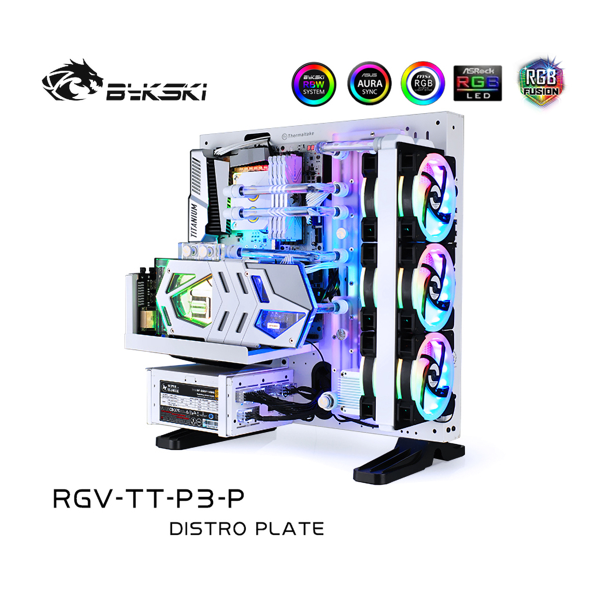 Bykski Distro Plate Kit For TT Core P3 Case, 5V A-RGB Complete 