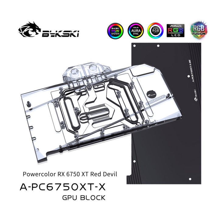 Bykski GPU Water Block For Powercolor RX  XT Red Devil, Full