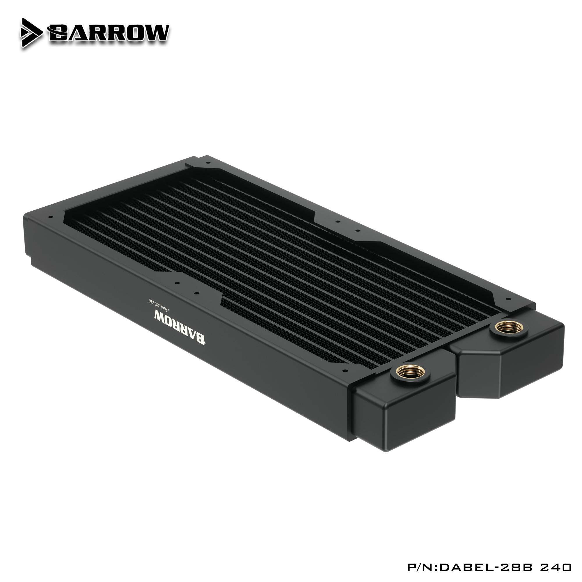 Barrow 240 Red Copper Radiator, Black/White 28mm Thickness G1/4
