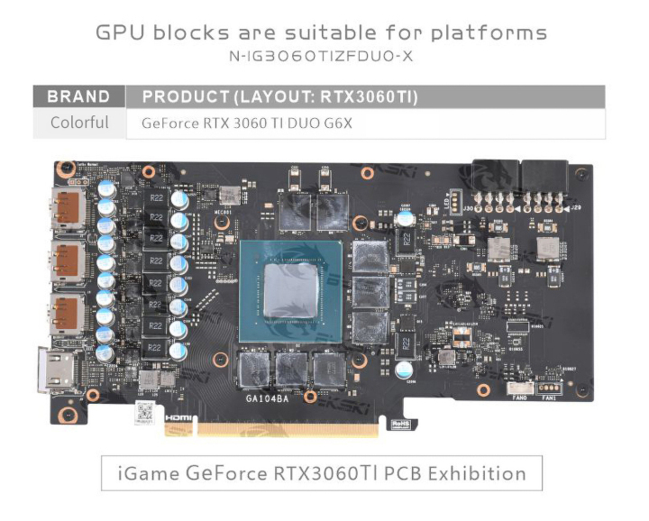 Bykski GPU Water Block For Colorful RTX 3060 Ti DUO G6X Full