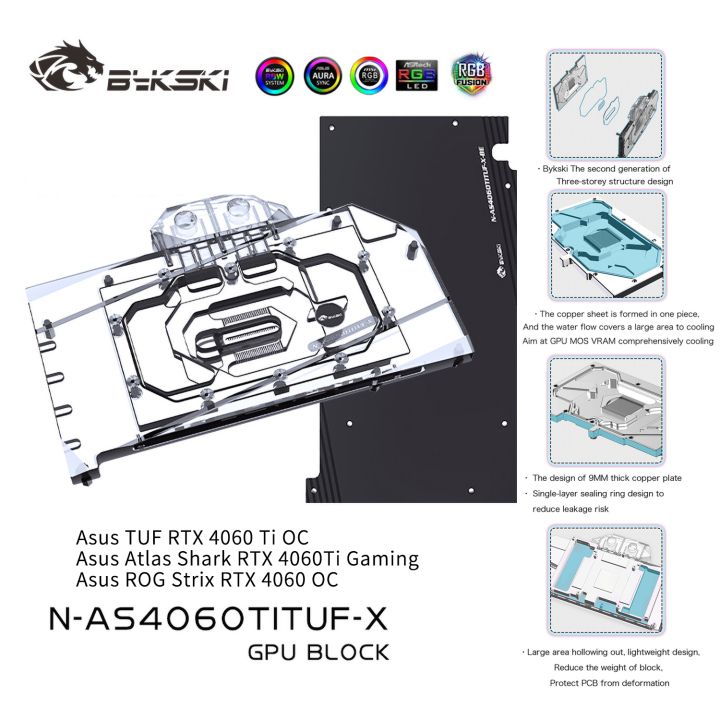 Bykski N-AS4060TITUF-X ASUS TUF RTX 4060 Ti Block