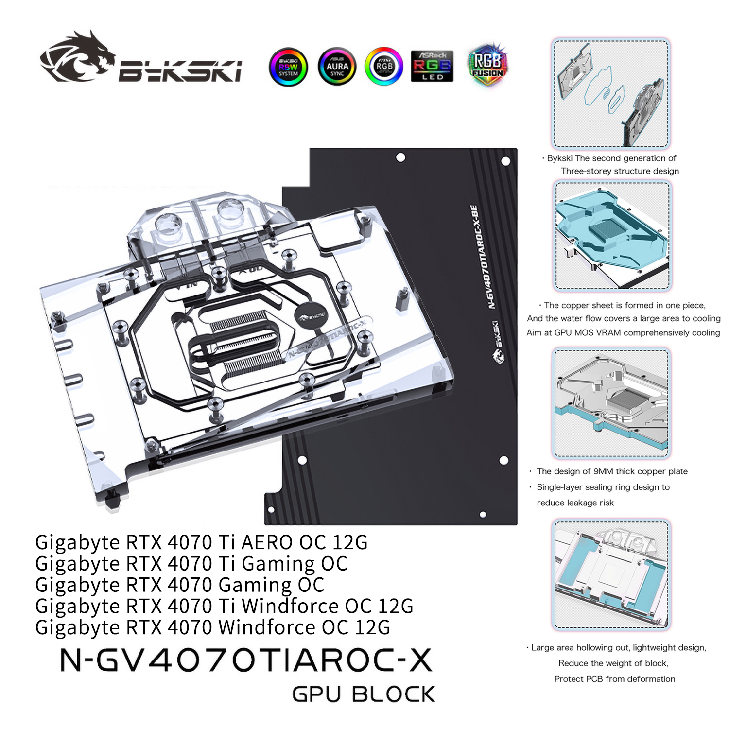 Bykski N-GV4070TIAROC-X Gigabyte RTX 4070 Ti Block