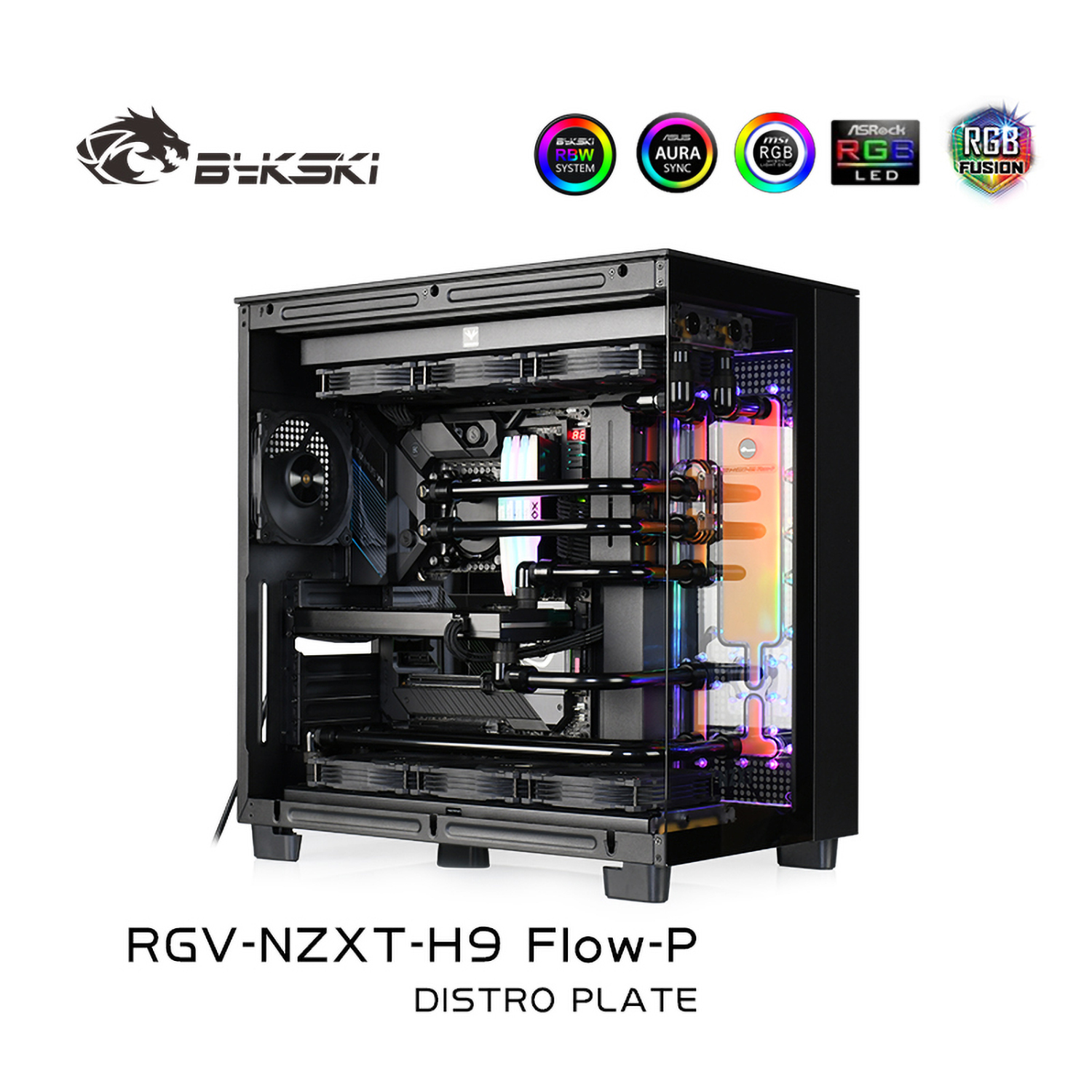Bykski NZXT H9 Flow Distro Plate Kit Single GPU