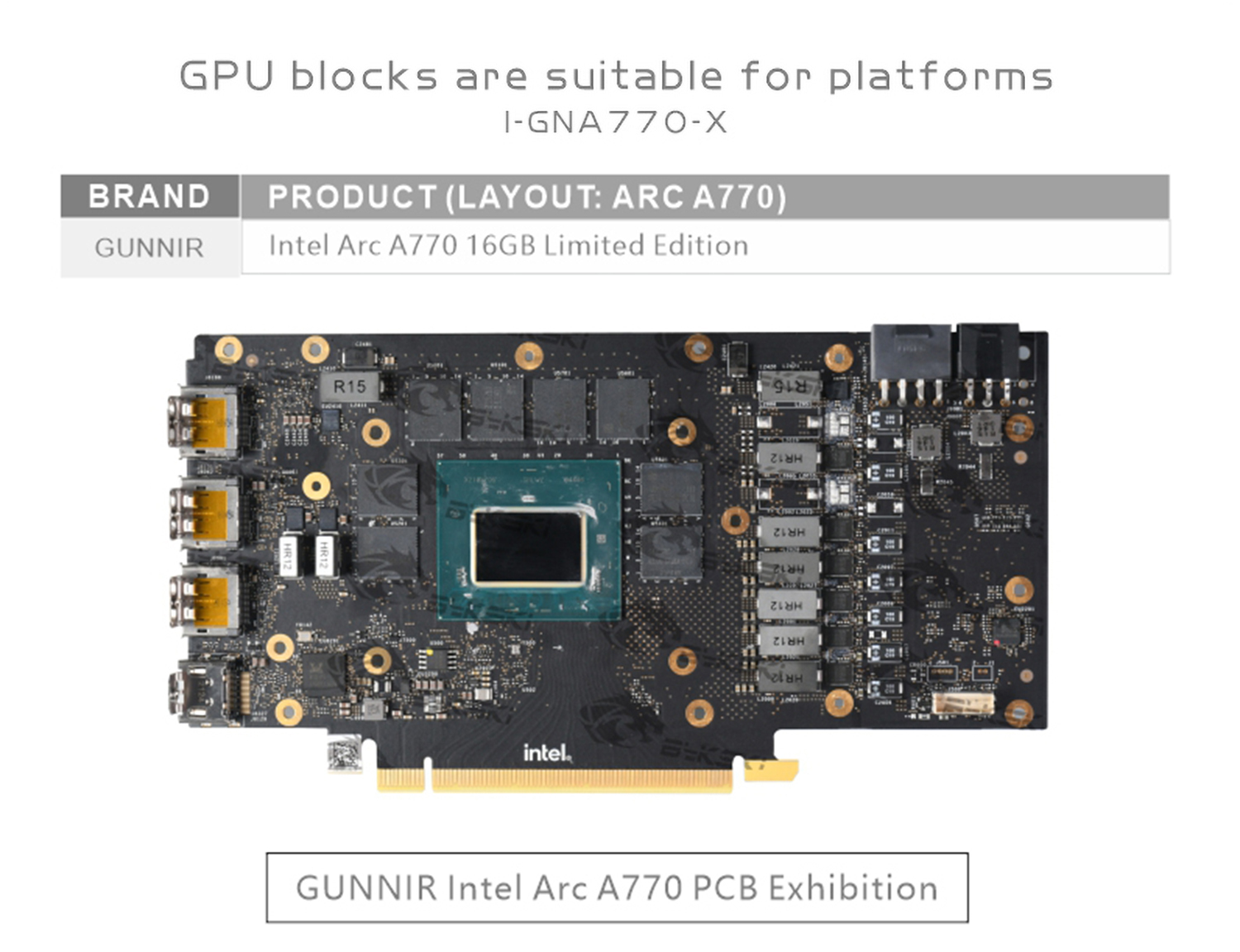 Bykski GPU Water Block For Gunnir Intel Arc A770 16GB