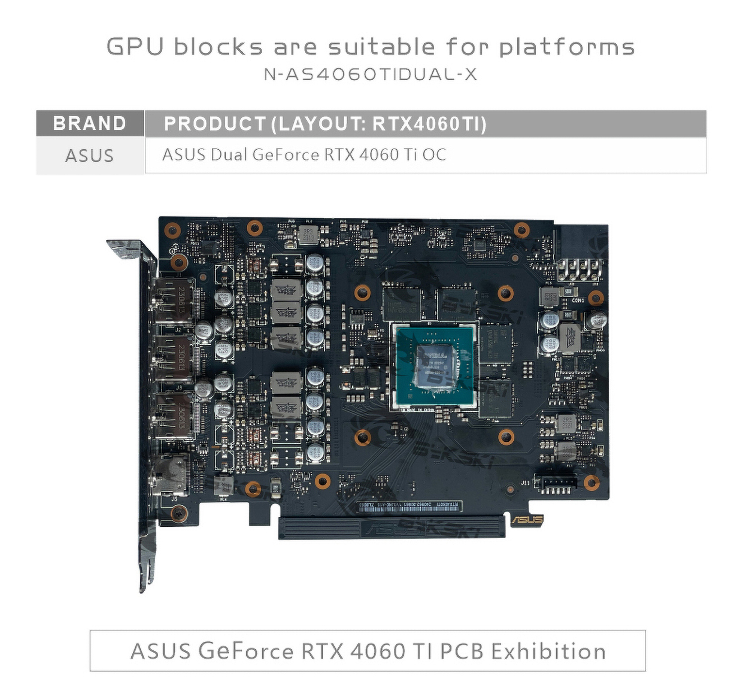 Bykski GPU Water Block For Asus Dual RTX 4060 Ti OC, Full Cover