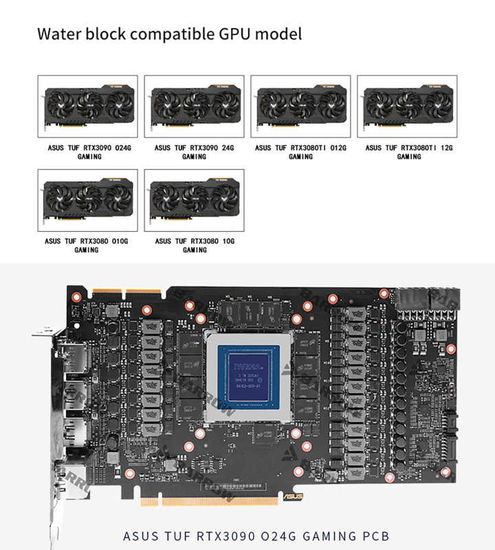 Asus Geforce Asus Tuf 3080 Pcb Barrow GPU Water Block For