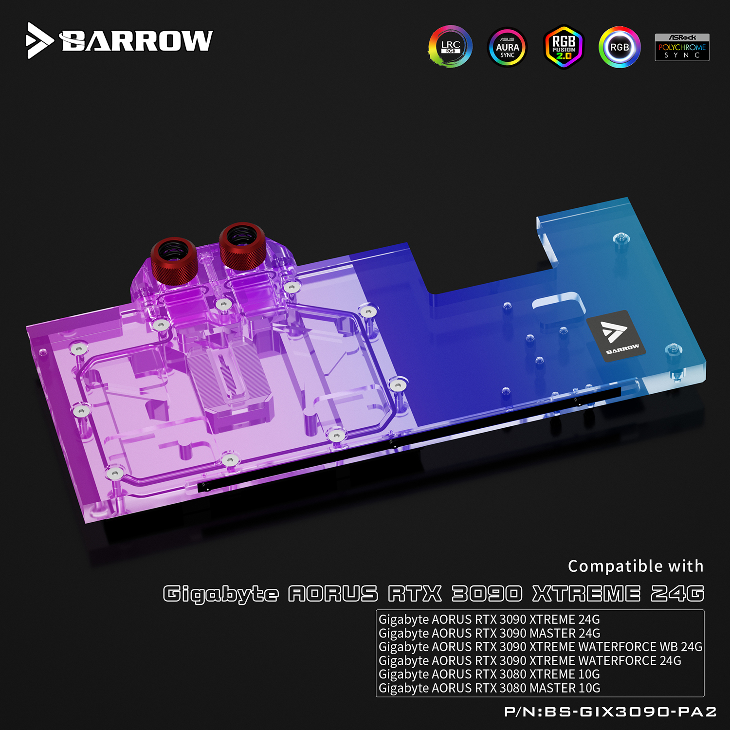 Barrow GPU Water Block Backplane Block For Gigabyte AORUS RTX 3090