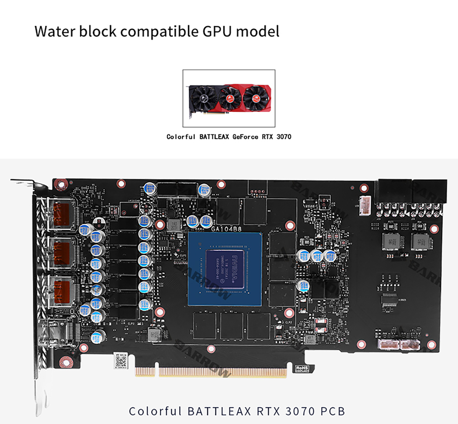 Barrow 3070 GPU Water Block For COLORFUL Battle-AX RTX 3070