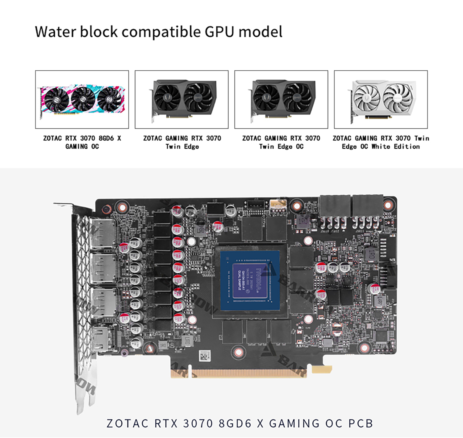 Barrow 3070 GPU Water Block For ZOTAC GAMING RTX 3070 X GAMING OC