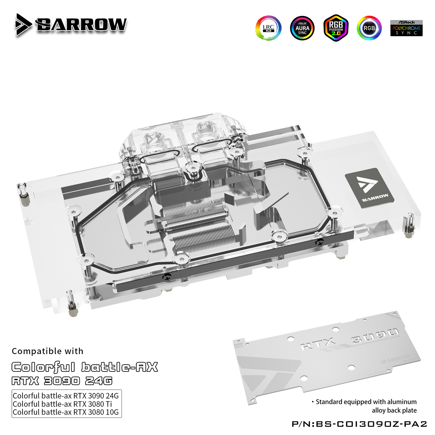 Barrow 3090 3080 GPU Water Block For Colorful BATTLEAX 3090