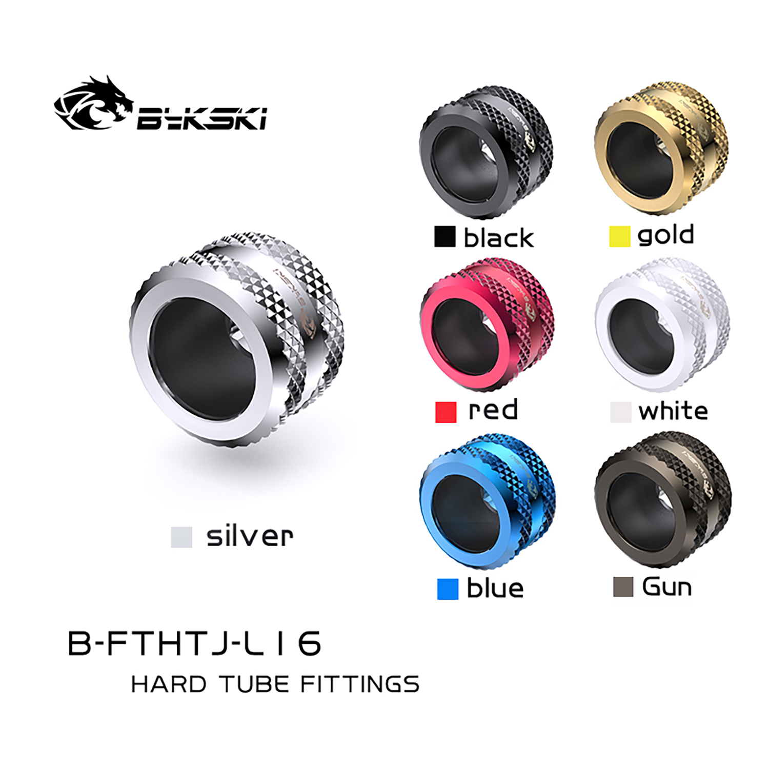 その他 BYKSKI OD16mm Hard Tube Fitting Silver Anti-Off Type Hard Tube Fitting Bykski With Enhanced Silicone G1/4