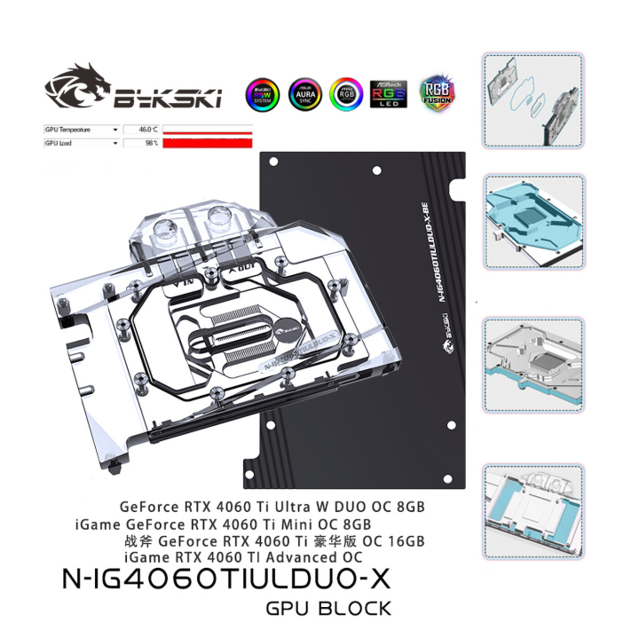 Bykski N-IG4060TIULDUO-X Colorful RTX 4060 Ti Block