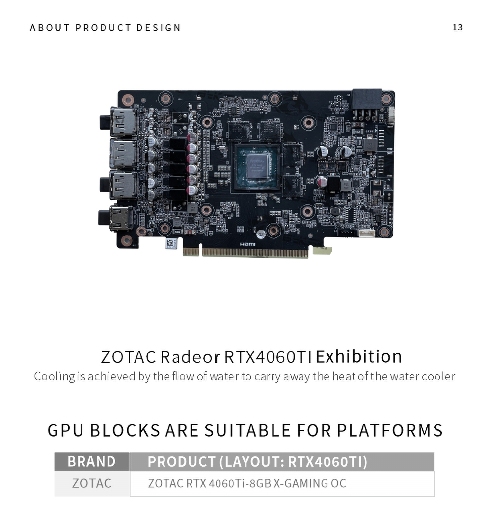 Bykski GPU Water Block For Zotac RTX 4060 Ti-8GB X-GAMING OC, Full