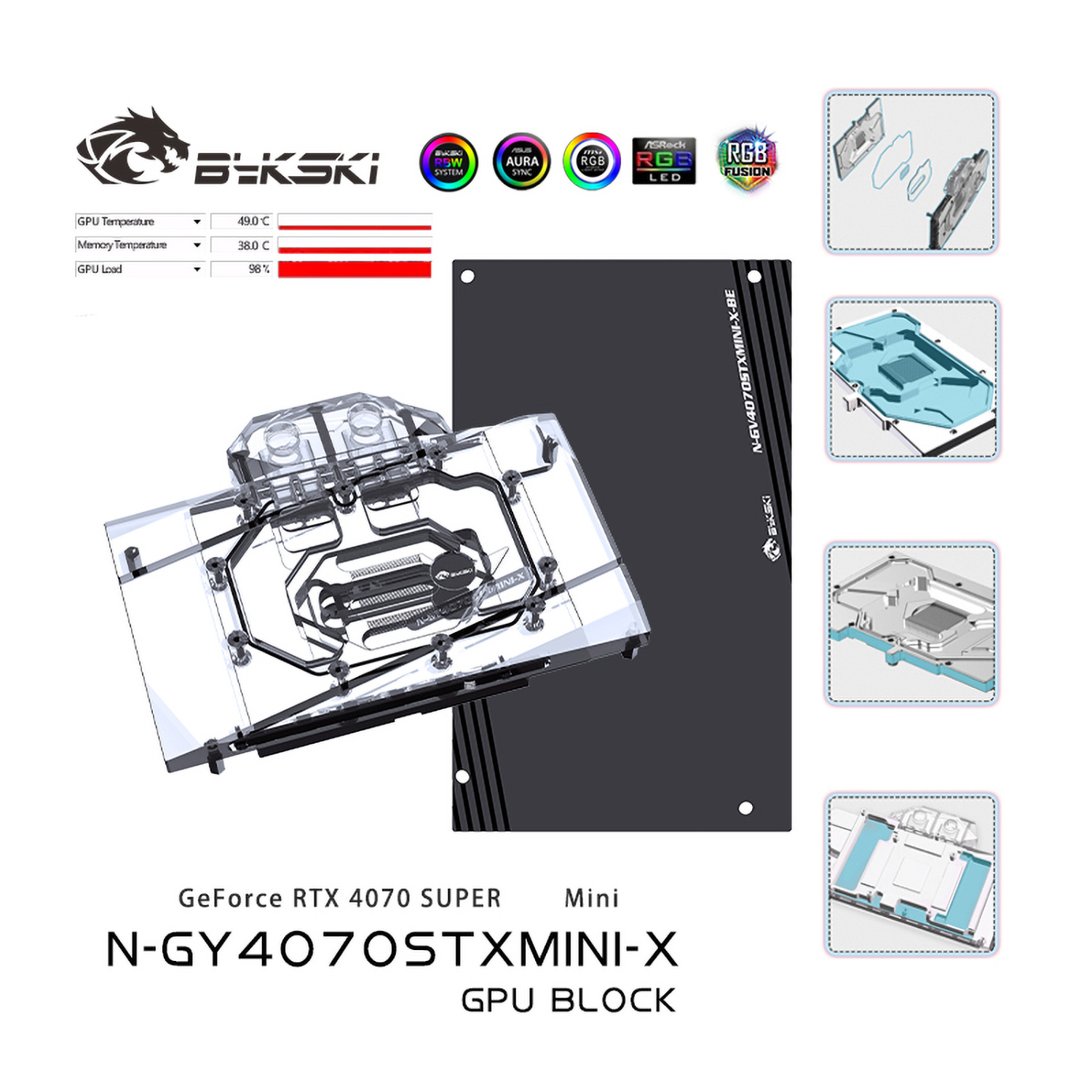Bykski N-GY4070STXMINI-X Gainward 4070 Super Snow Mini