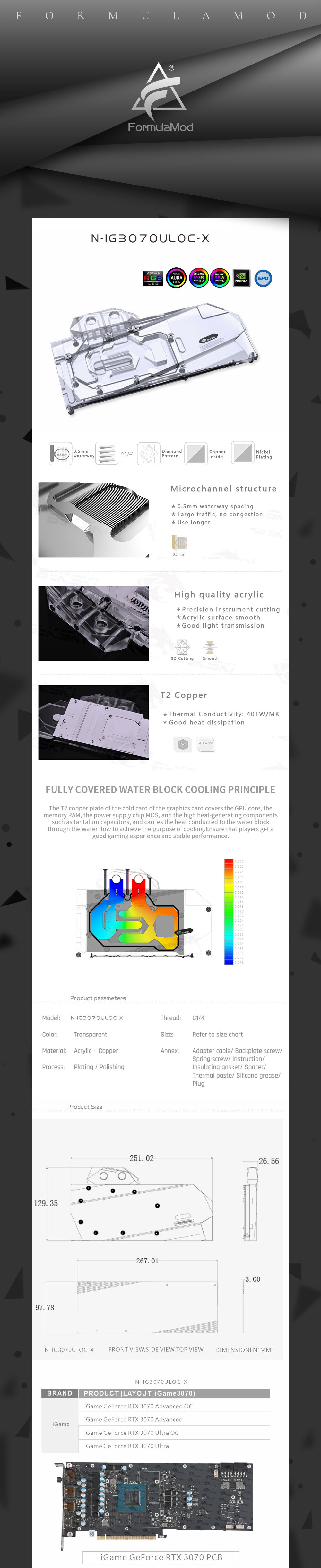 Bykski 3070 GPU Water Cooling Block For Colorful iGame RTX3070 Advanced / Ultra , Graphics Card Liquid Cooler, N-IG3070ULOC-X  