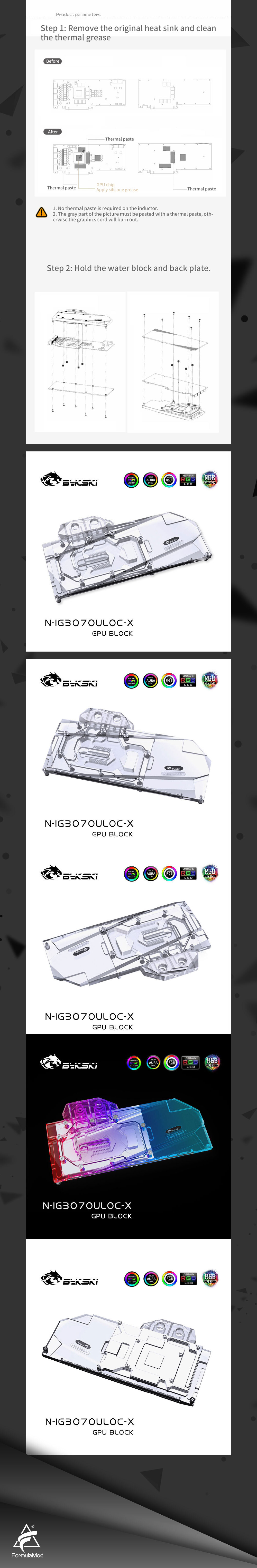 Bykski 3070 GPU Water Cooling Block For Colorful iGame RTX3070 Advanced / Ultra , Graphics Card Liquid Cooler, N-IG3070ULOC-X  