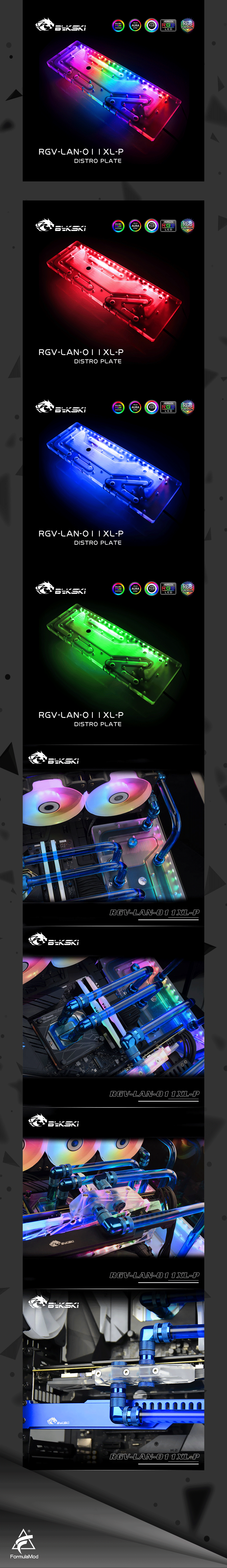 Bykski Distro Plate Kit For Lian Li PC-O11 Dynamic XL Case, 5V A-RGB Complete Loop For Single GPU PC Building, Water Cooling Waterway Board, RGV-LAN-O11XL-P  