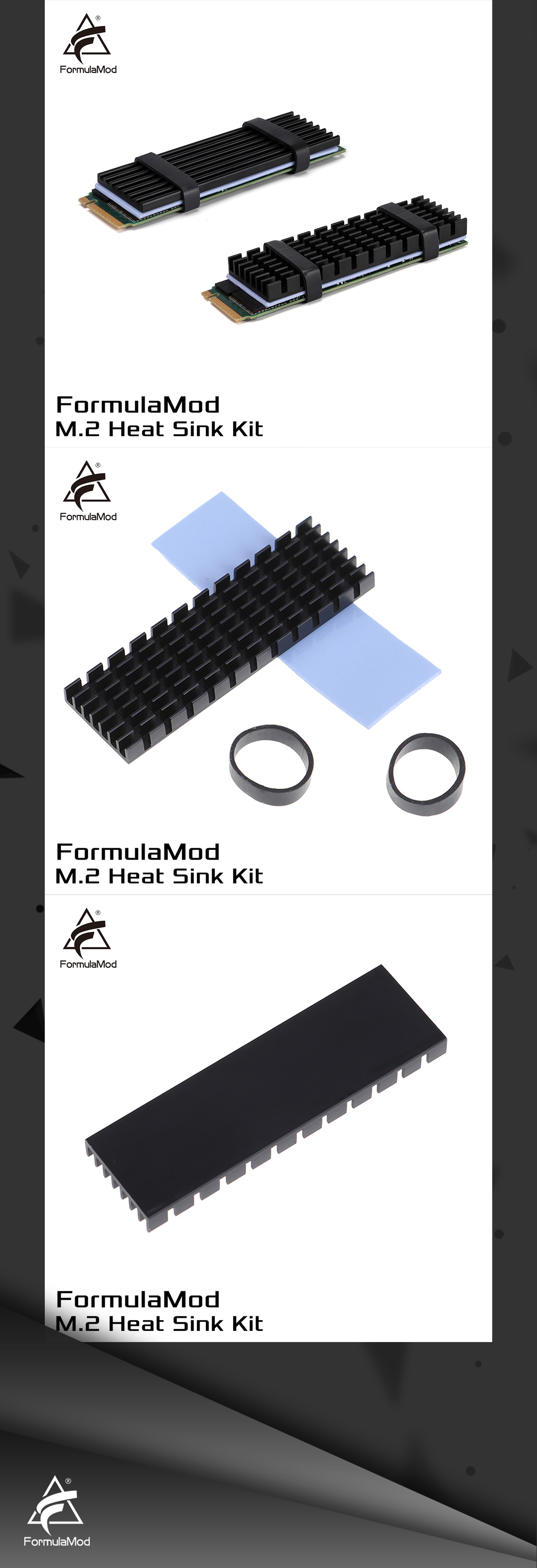 FormulaMod M.2 Heat Sink Kit, M.2 Aluminum Heat Sink Steel Cooling Fin , For PS5/PC 2280 M.2 PCIe NVMe SSD Fm-M2SRP  