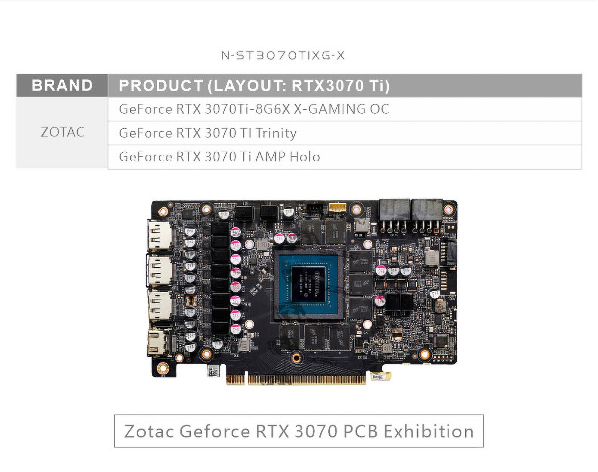 Bykski GPU Block For Zotac RTX 3070 Ti 8G6X X-Gaming/Trinity/AMP