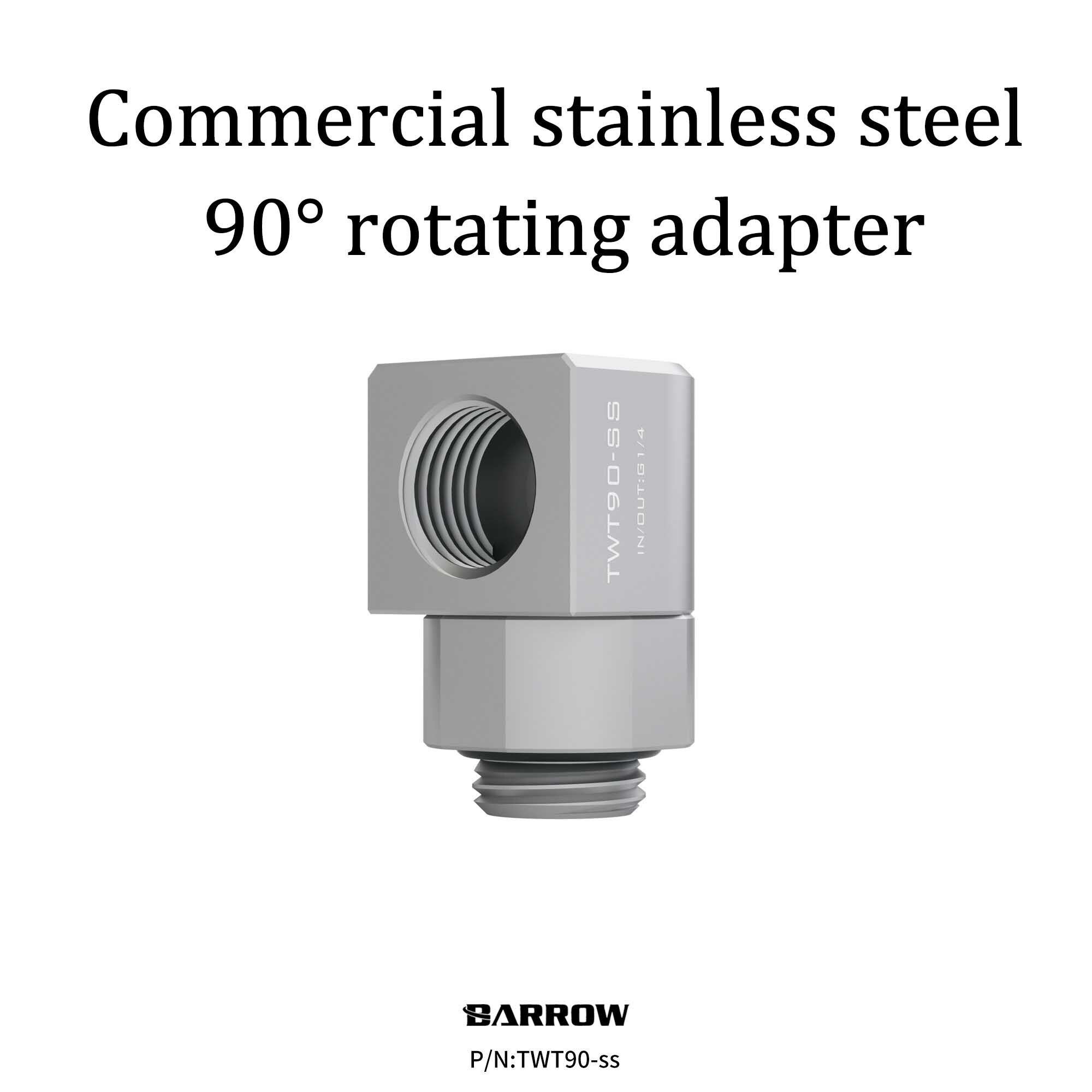 Barrow Commercial 304 Stainless Steel High Pressure Resistant 90° Rotary Elbow with Water-Cooled/Liquid-Cooled Fitting TWT90-ss Barrow | Extender Fitting extender fitting,custom loop water cooling,PC extender fitting,water cooling parts
