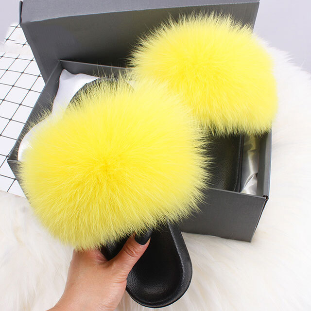 yellow fox fur slides