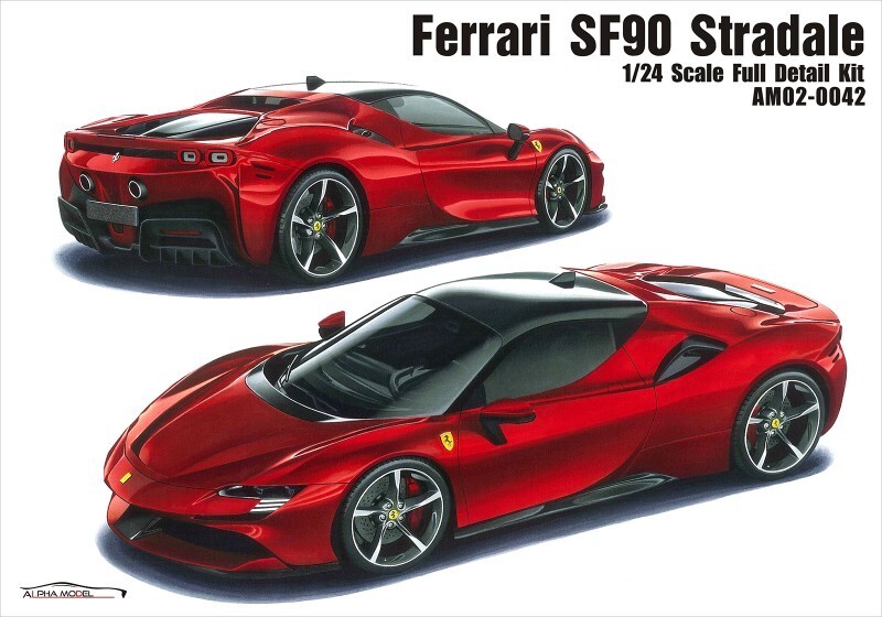 Alpha Model 124 Ferrari SF90 Stradale AM02-0042 mG Car Scale Model Works Carbon fiber decals
