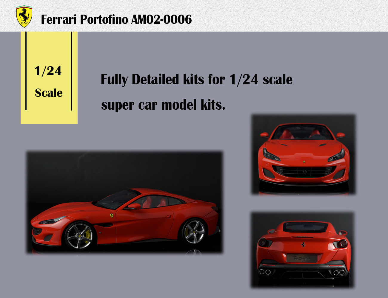 1/24 Ferrari Portofino alpha model，1/24 scale model cars，resin car model kits，Aftermarket Model Parts，aftermarket resin model car parts