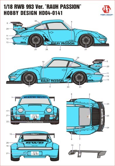 【新発売】 1/18 Scale Model Car Kit RWB 993 Ver. ミニカー