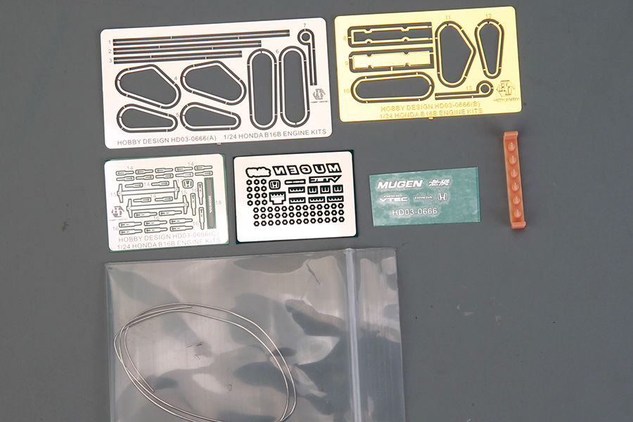 1/24 Honda B16B Engine Parts Detail Set (Resin+PE+Metal Logo+Metal  parts)（HD03-0666）-HobbyDesign