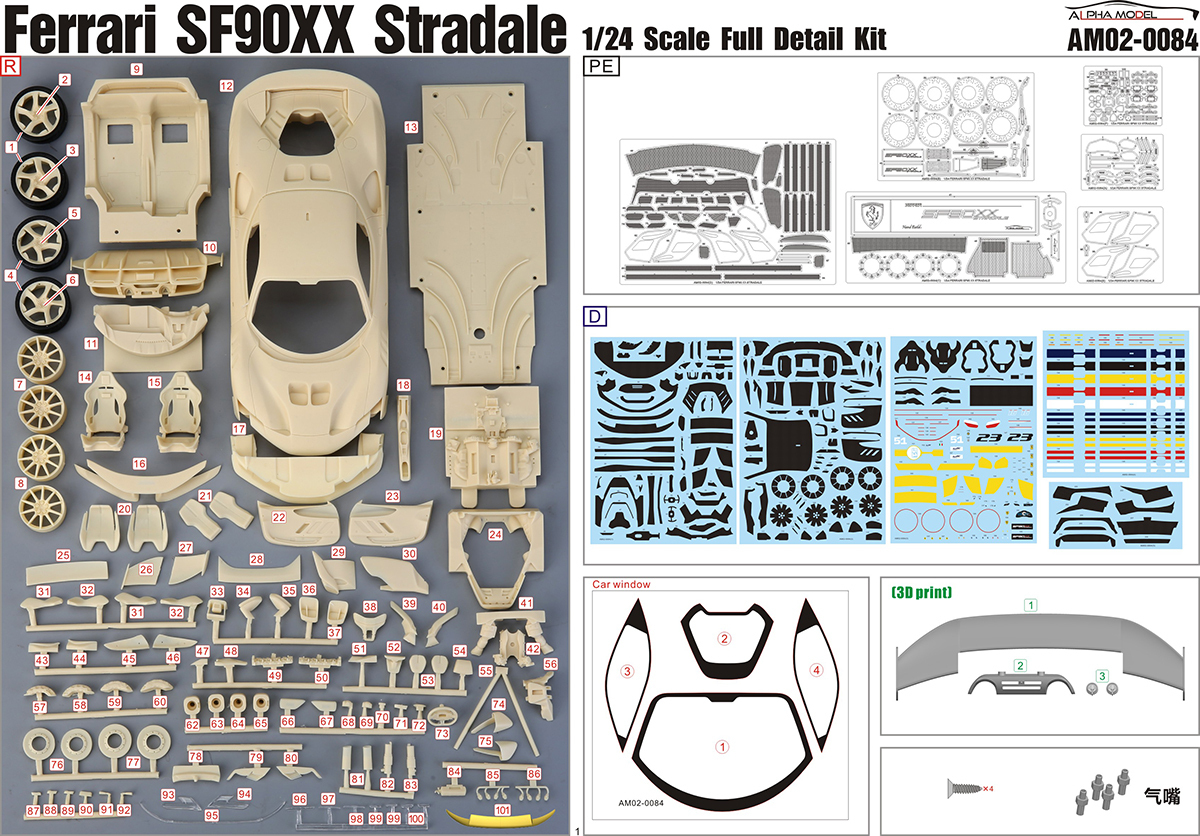 1/24 scale model car kit Ferrari SF90XX Stradale-Alpha Model