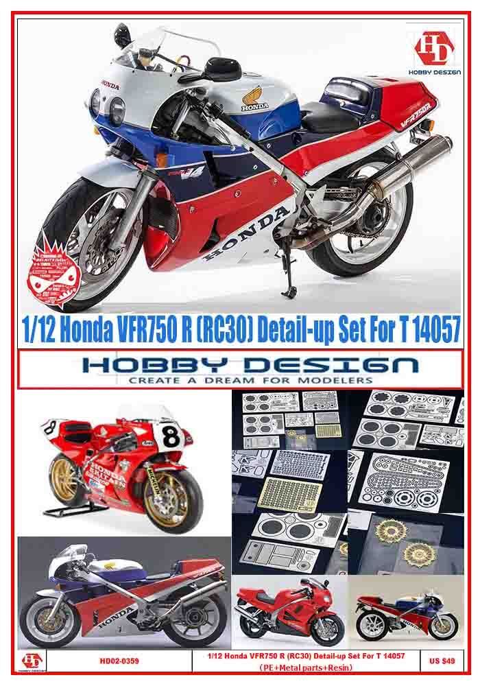 1/12 car model Honda VFR750 R (RC30) Detail-up Set For T 14057（PE