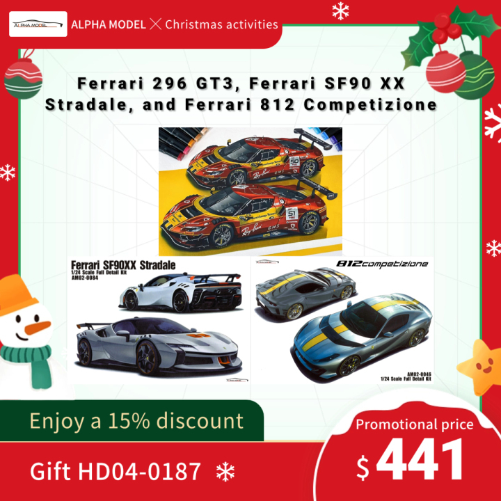 フェラーリ 切手　FERRARI PHILATELIC COLLECTION Alpha Model Christmas Event Ferrari 296 GT3, Ferrari SF90 XX