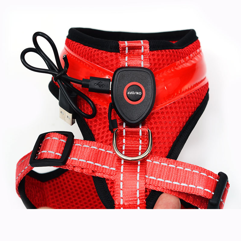USB Rechargeable LED Dog Harness - Glowing, Reflective & Breathable Mesh (Customizable for Cats/Dogs) USB Rechargeable LED Dog Harness - Glowing, Reflective & Breathable Mesh (Customizable for Cats/Dogs) USB rechargeable LED dog harness,glowing pet harness for night safety,customizable reflective dog harness