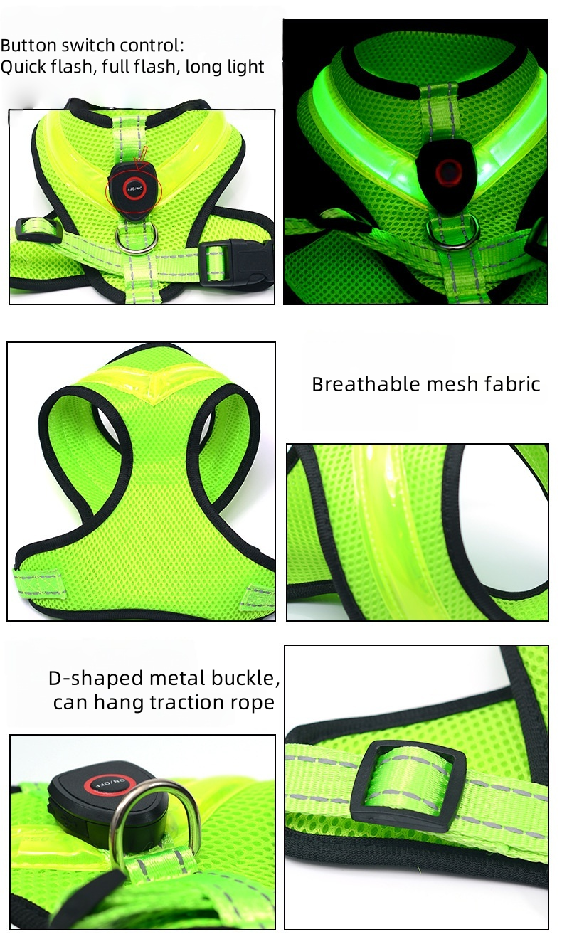 USB Rechargeable LED Dog Harness USB Rechargeable LED Dog Harness USB charging pet safety harness,LED illuminated harness for dogs and cats,breathable reflective dog harness,night visibility pet harness rechargeable