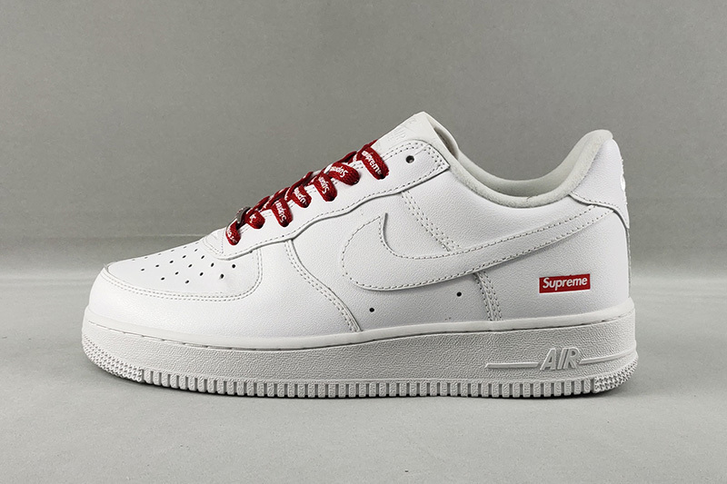 Replica Nike Air Force 1 Low Supreme White-Red CU9225-100 [Top Version] - Onebyonemall