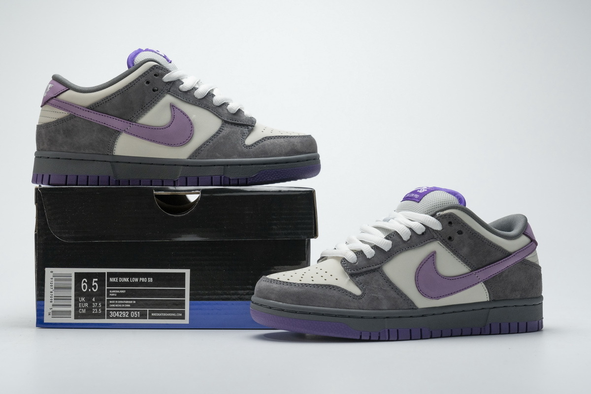 gray and purple dunks