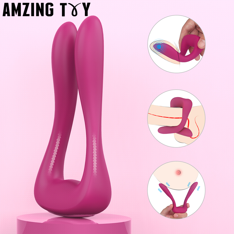 AMZING TOY Double vibrator female G-point Stimulation G-spot vibrator lesbian adult sex toy 100%Waterproof