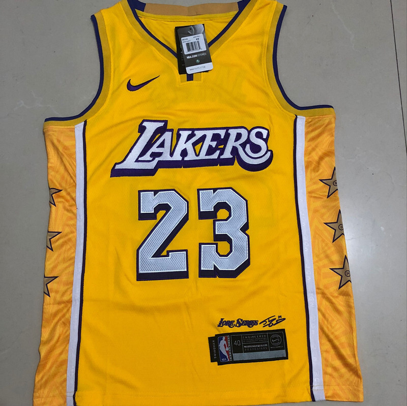 Men's Los Angeles Lakers NO. 23 James 2020 City Authentic Jersey Yellow Shirts