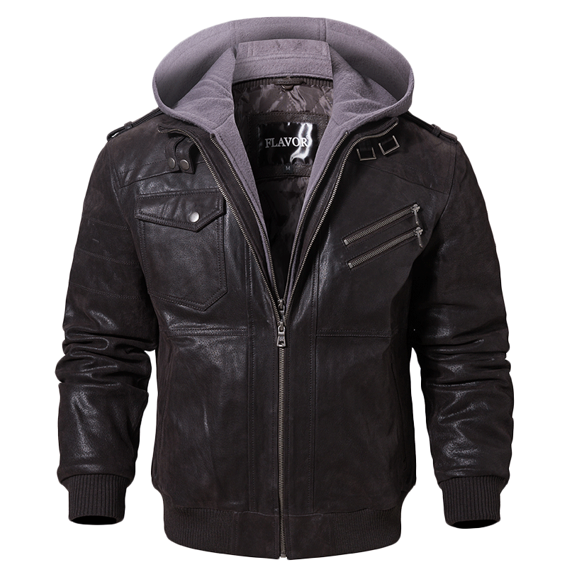 Removable hooded leather moto jacket brands| removable hooded flavor ...