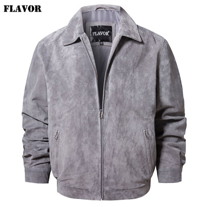 ジャケット・アウター VINTAGE pig skin suede leather blouson FLAVOR Men's Leather Baseball Jacket Vintage Suede Pigskin