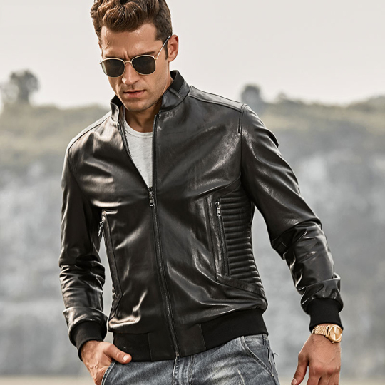 Men's Lambskin Leather Moto Jacket Hooded MXGX288