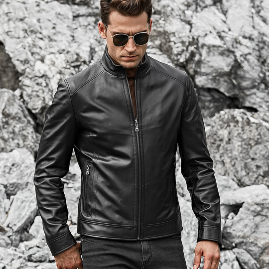 Men's Lambskin Leather Moto Jacket Hooded MXGX288